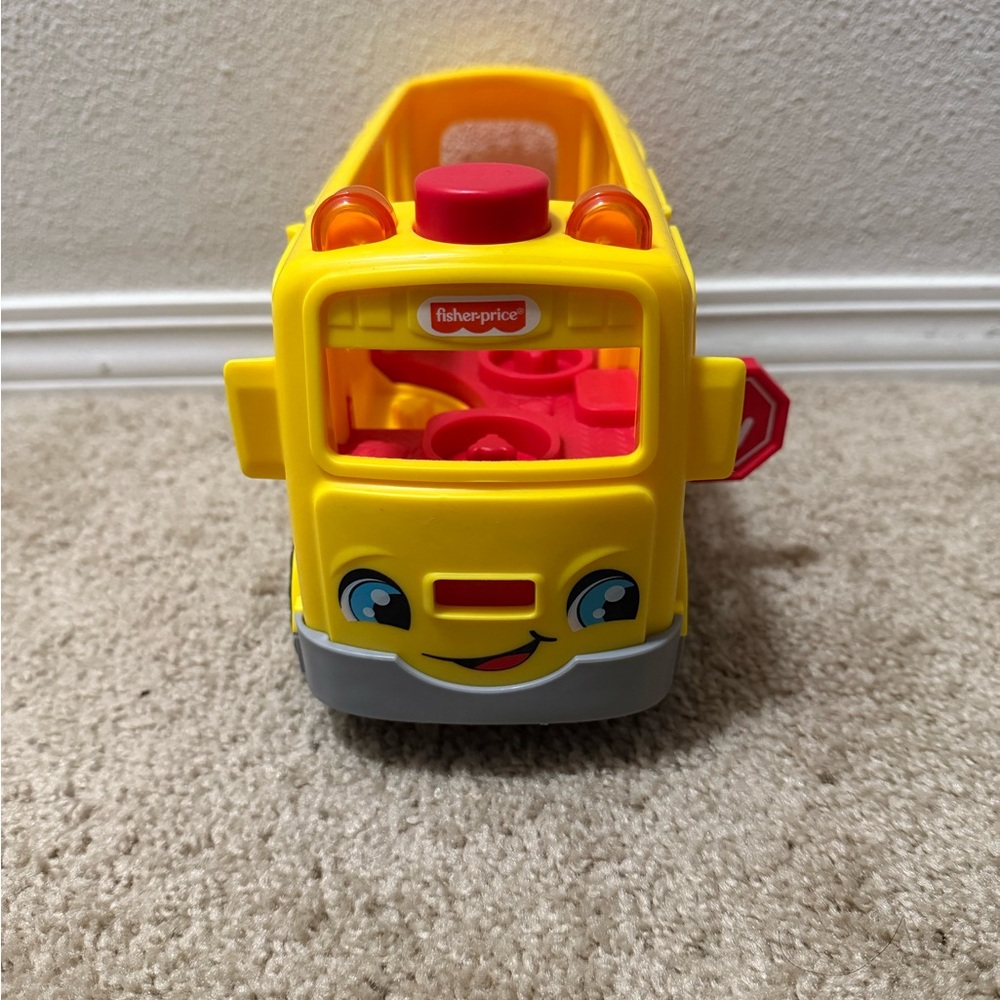 Fisher-Price Yellow Smiling Bus with Red Accents